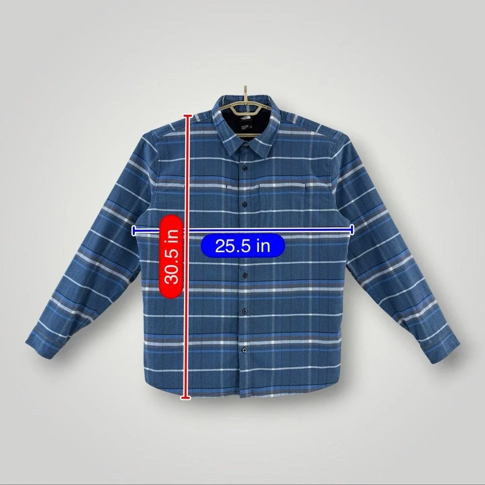 The North Face Brushwood Pro Shirt Mens XL Blue Plaid Stretch Fishing